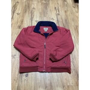 ll bean mens size L red fleece lined full zip bomber jacket
